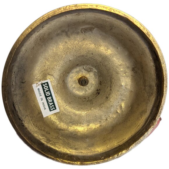 Vintage Solid Brass Candle Holder Ornate Floral Polished Collectible Decor - Picture 4 of 5